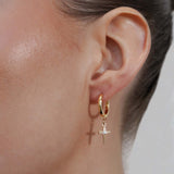 Cross Charm Bar Hoops