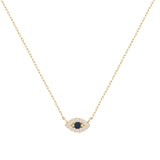 Collar de ojo malvado con pavé de zafiros | Oro macizo de 14 k