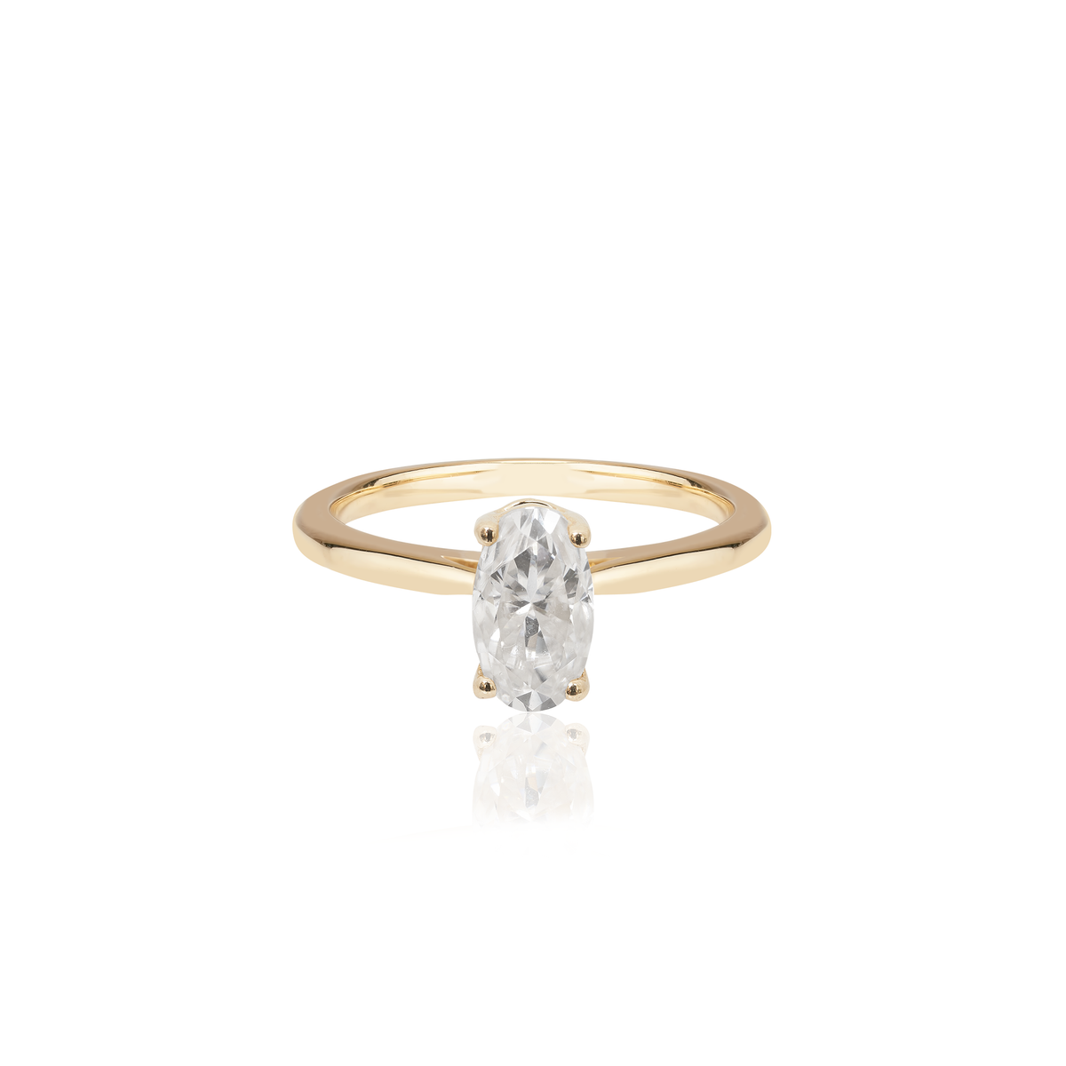 Petite Oval Moissanite Ring | 14k Solid Gold
