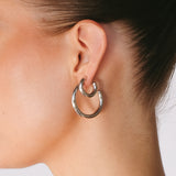 Mini Mother Hoops - Sterling Silver