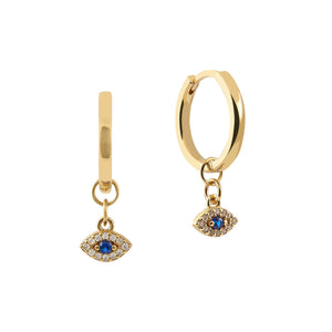 Evil Eye Charm Bar Hoops