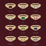 Birthstone Signet Rings by month, January to December