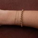 Pave Evil Eye Bracelet & Bubble Initial Bracelet