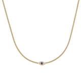 Solid Gold Curb Diamond Evil Eye Necklace