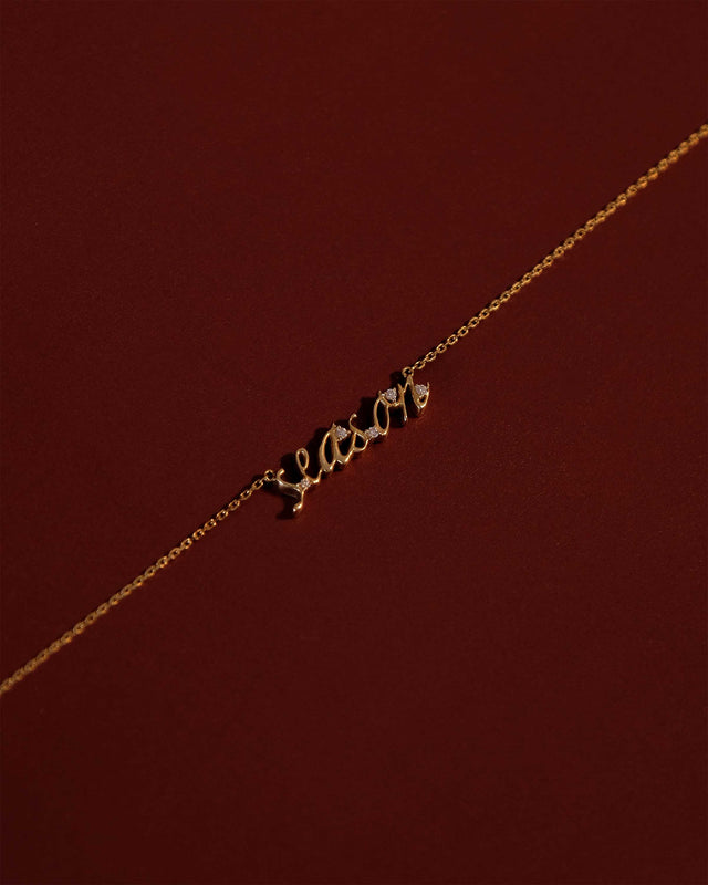 Cursive Nameplate Necklace | 9K Solid Gold