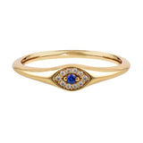 Evil Eye Signet Ring Lab Grown Diamond | 9k Solid Gold