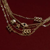 Solid Gold Fine Curb Diamond Evil Eye Necklace