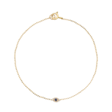 Solid Gold Fine Curb Diamond Evil Eye Bracelet