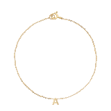Solid Gold Fine Curb Initial Bracelet