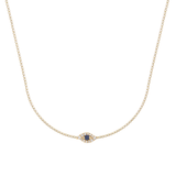 Solid Gold Fine Curb Diamond Evil Eye Necklace