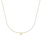 Solid Gold Fine Curb Initial Necklace