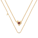 Petite Initial Necklace & Heart Necklace