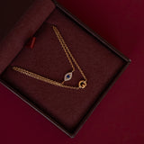 Pave Evil Eye Bracelet & Bubble Initial Bracelet