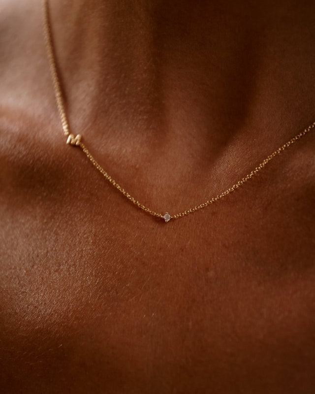 Petite Initial Necklace | 9k Solid Gold