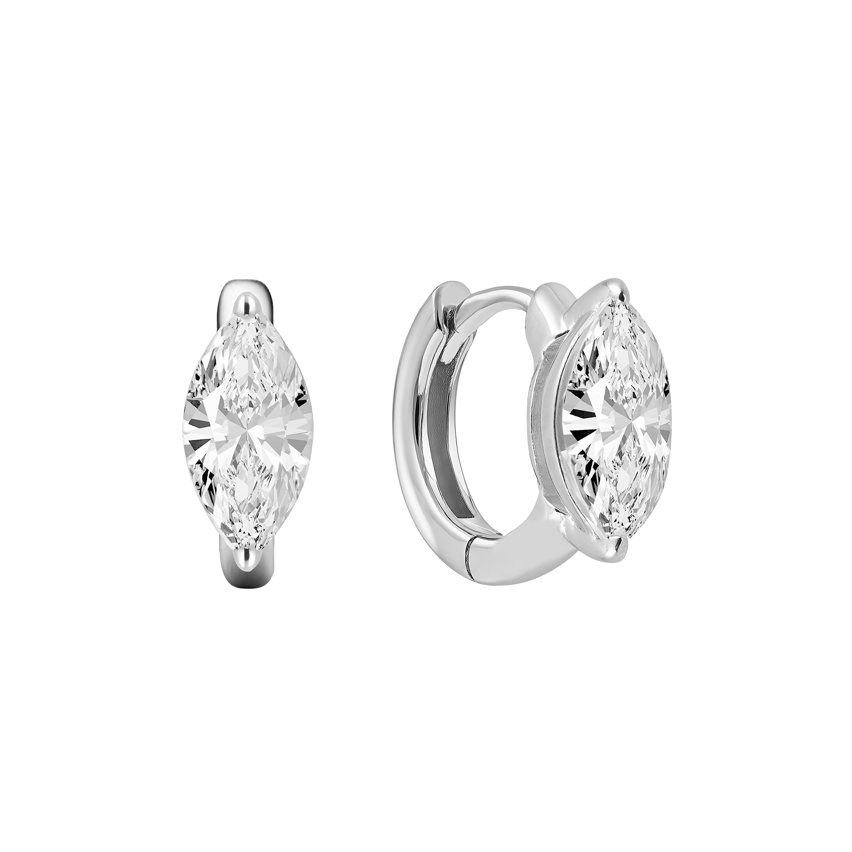 Sterling Silver Marquise Claw Hoop