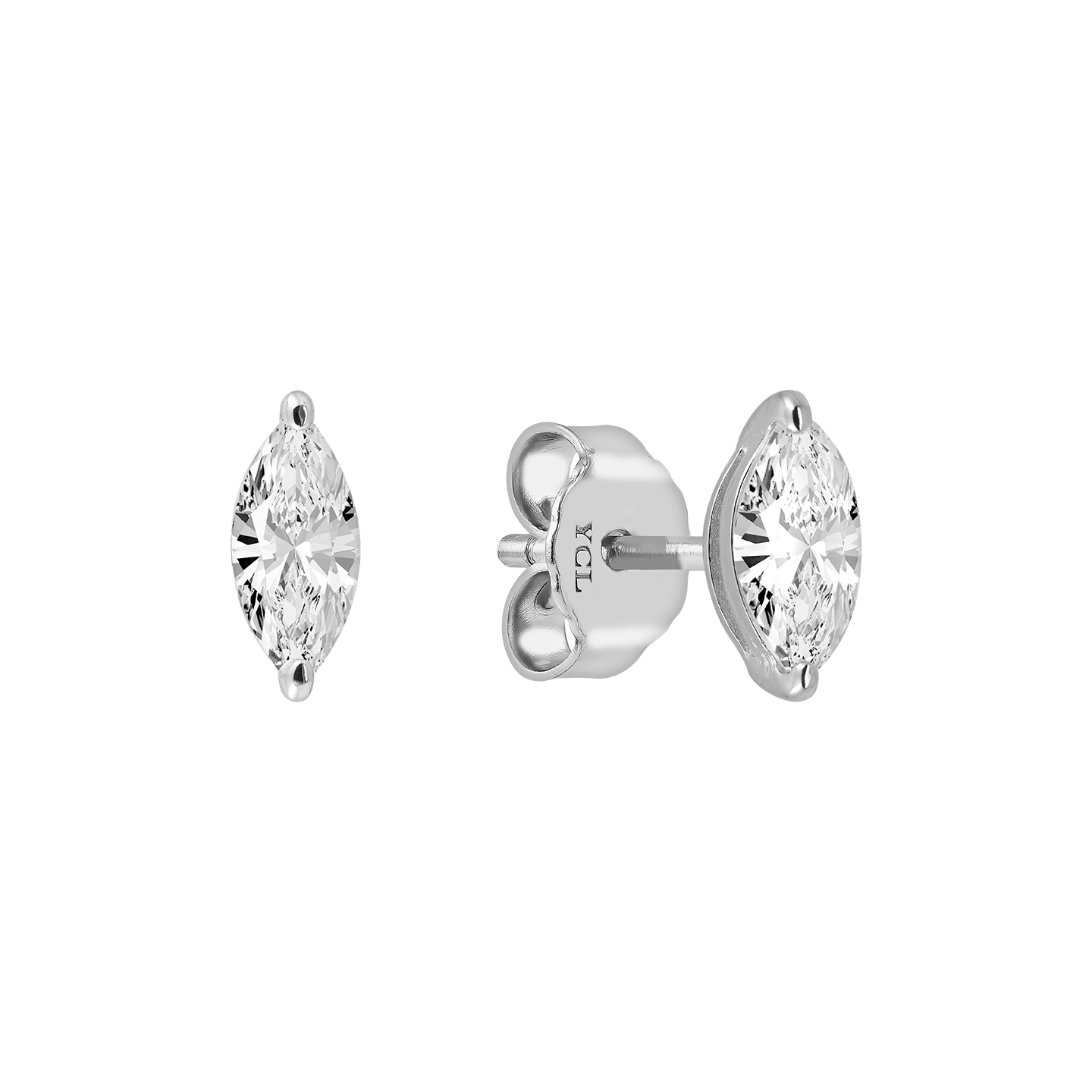 Sterling Silver Marquise Claw Stud Earring