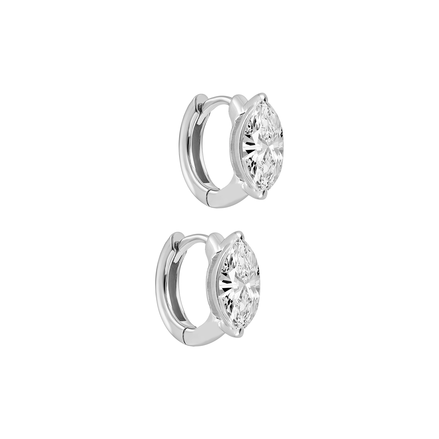 Sterling Silver Marquise Claw Hoop