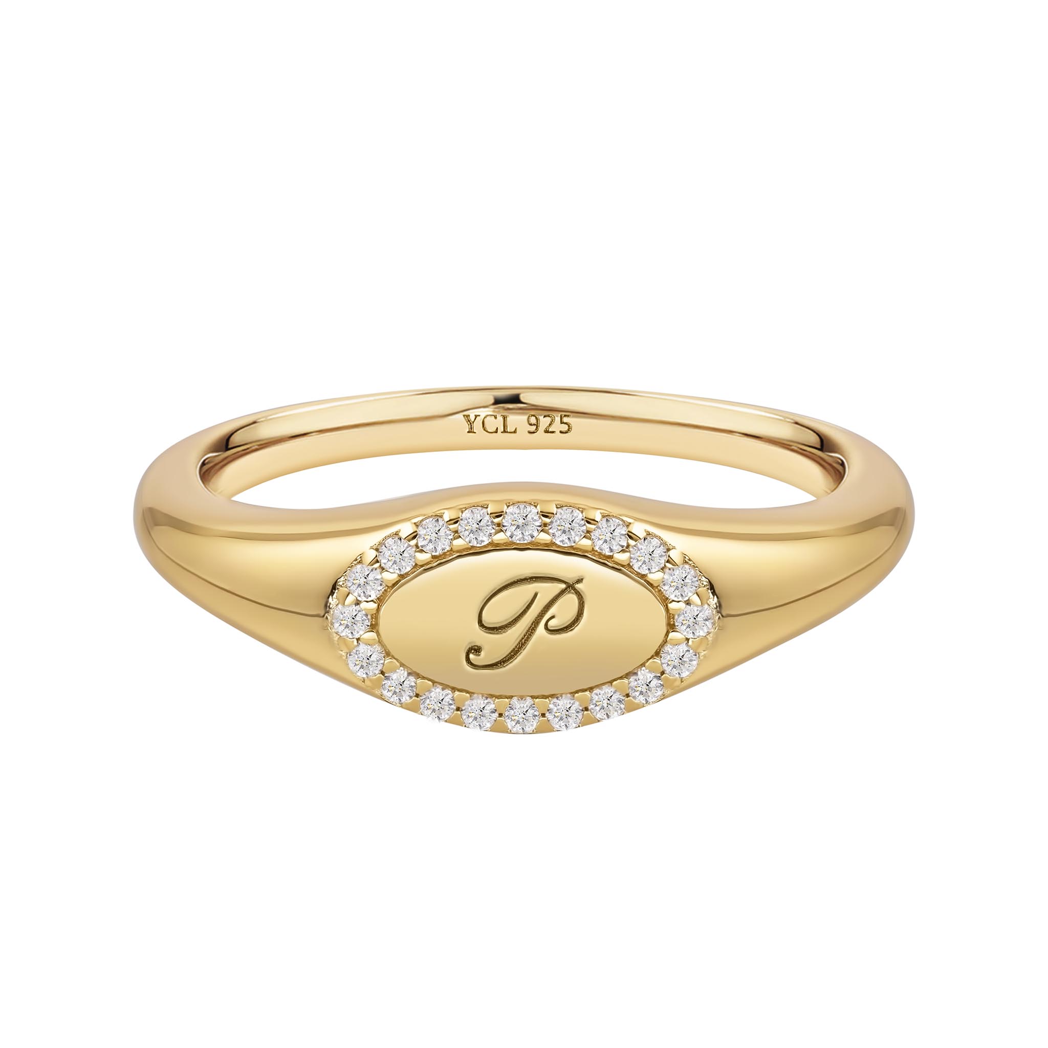 Petite Initial Pinky Signet Ring in 14k Gold Vermeil – YCL