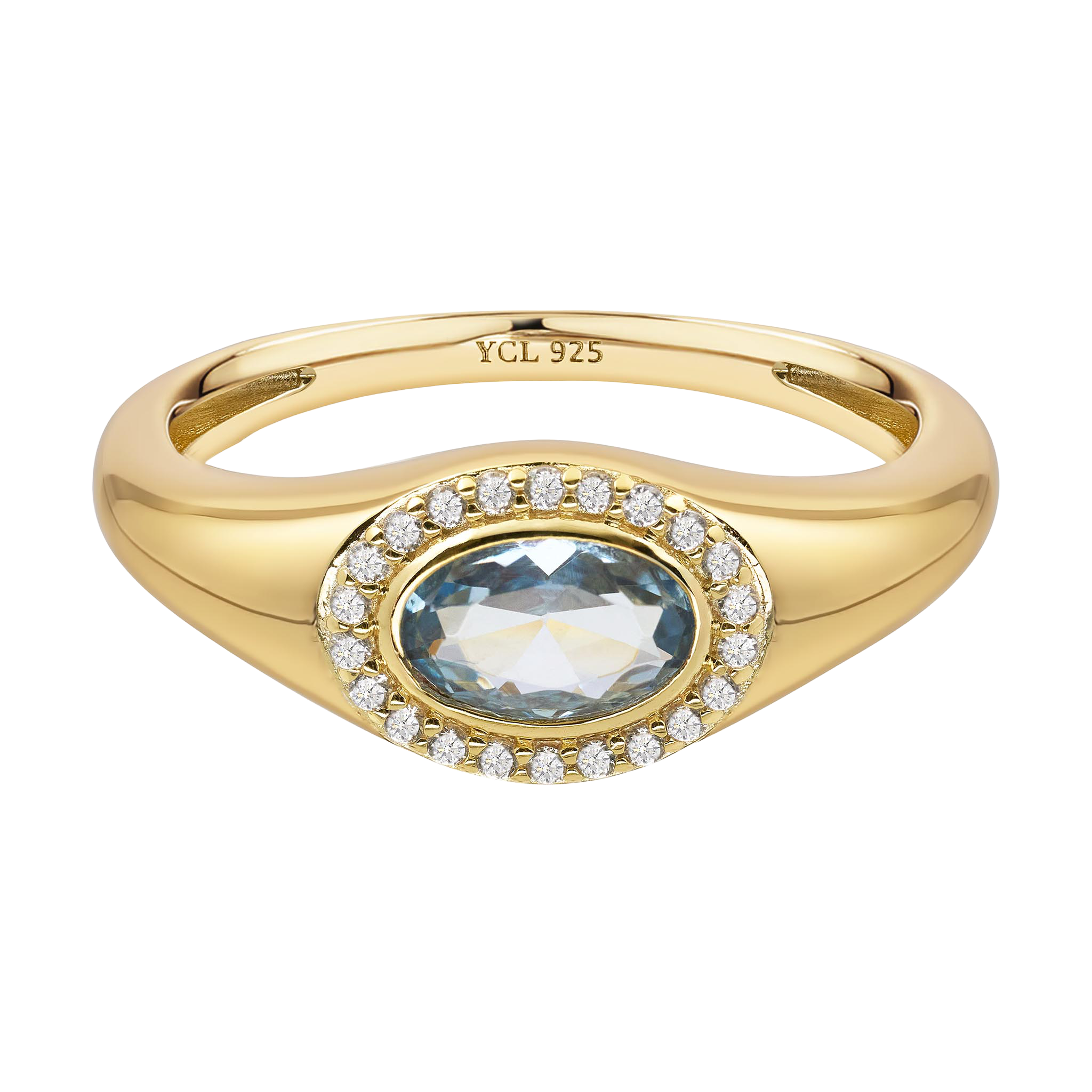 March Birthstone Signet Ring
