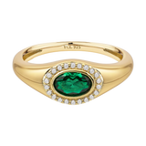 May Birthstone Signet Ring