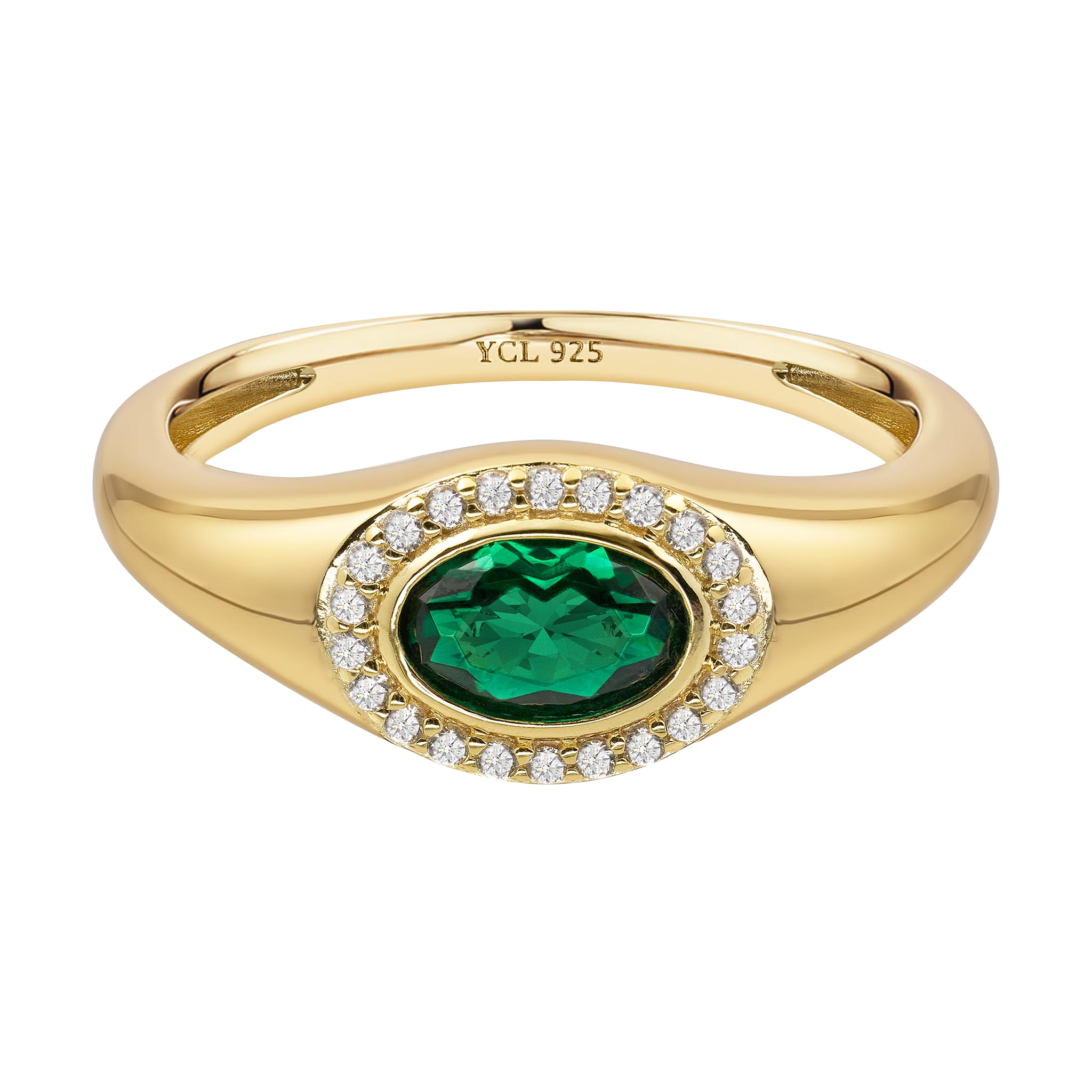 May Birthstone Signet Ring