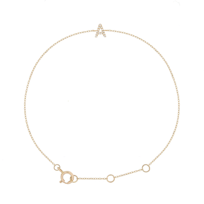 Pulsera de moissanita con inicial pavé | Oro macizo de 9 k 
