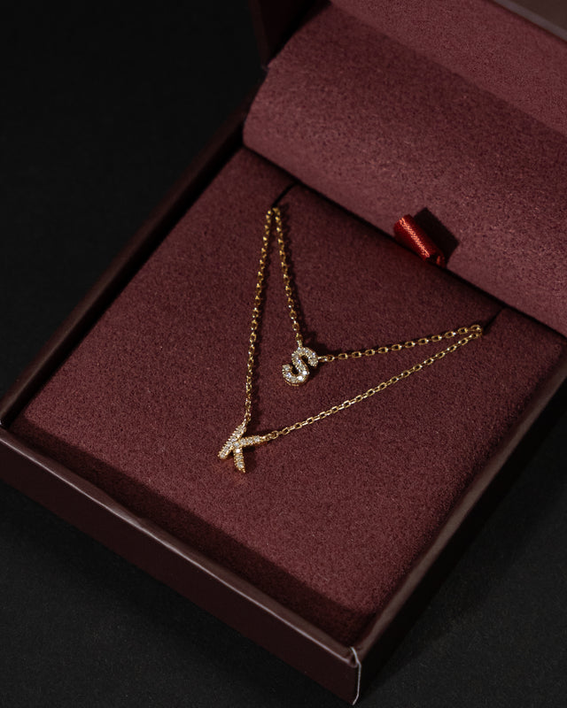 Pavé Initial Necklace | 9k Solid Gold