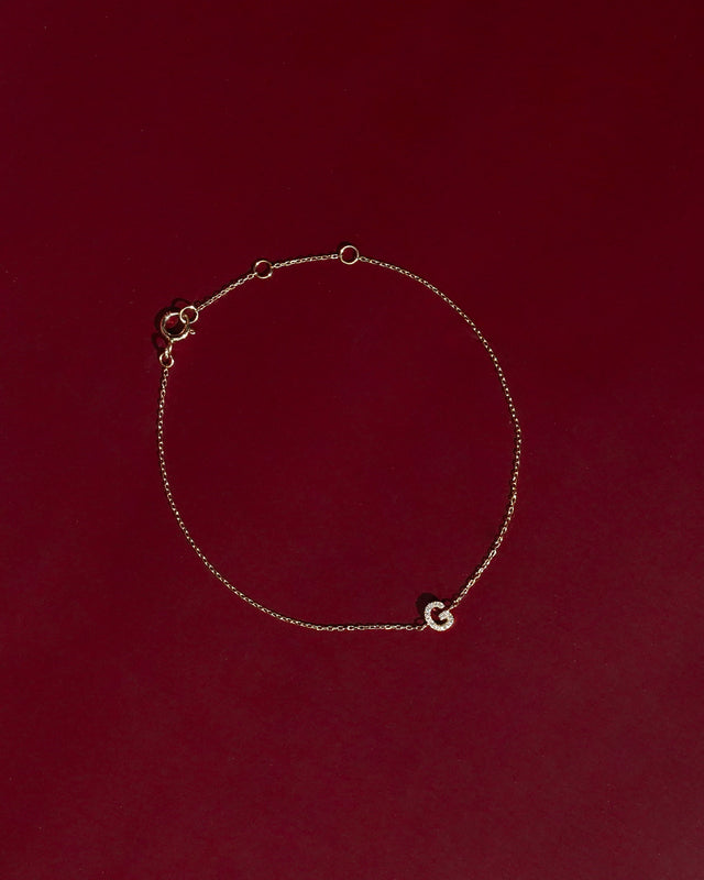 Pavé Initial Moissanite Bracelet | 9k Solid Gold