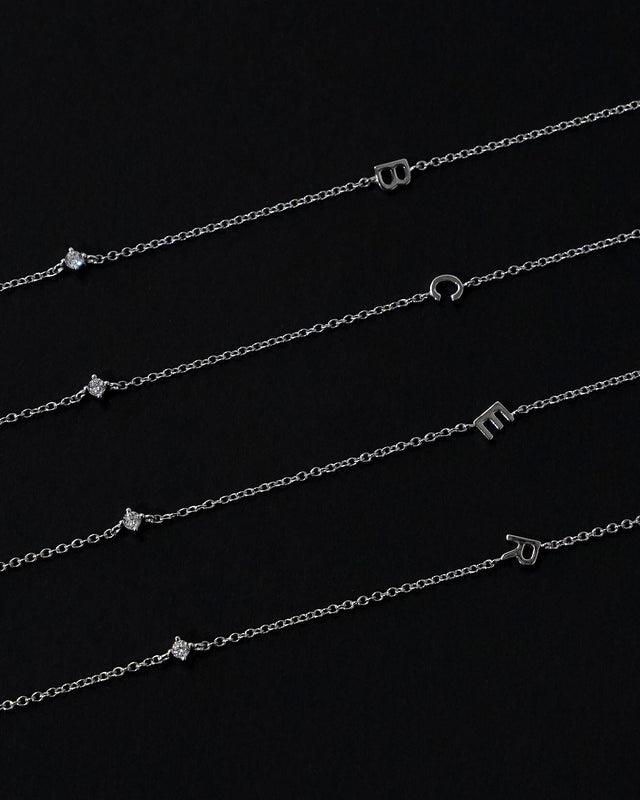 Petite Initial Necklace Sterling Silver