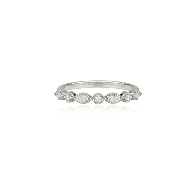 Marquise Round Moissanite Ring Band | Platinum