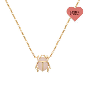 Rose Quartz Scarab Beetle Necklace