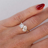 Princess Pear Cut Toi Et Moi Moissanite Ring | 14k Solid Gold