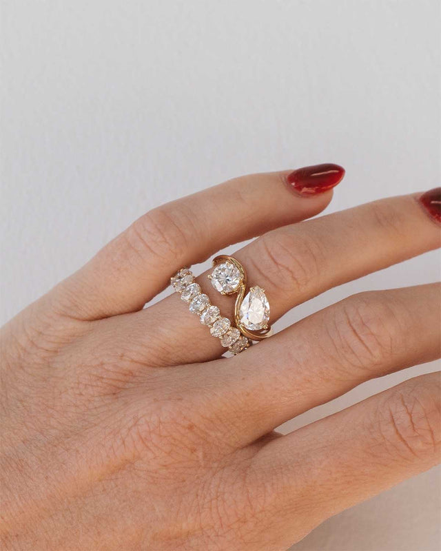 Curve Toi Et Moi Moissanite Ring | 14k Solid Gold