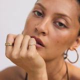 9k Solid Gold Pinky Lab-Grown Diamond Initial Signet Ring