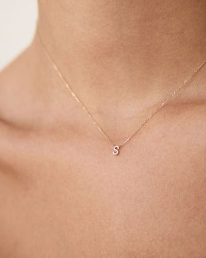 Pavé Initial Necklace | 9k Solid Gold