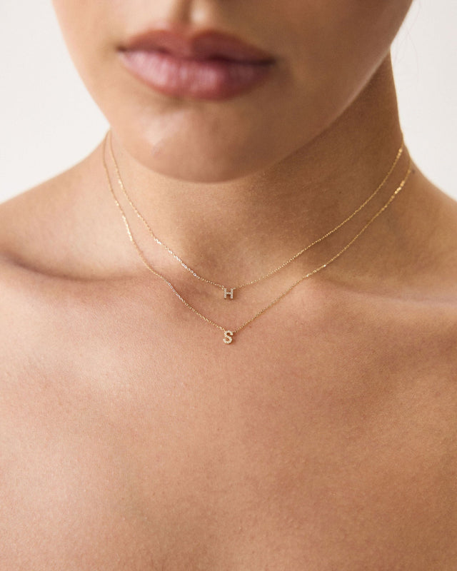 Pavé Initial Necklace | 9k Solid Gold