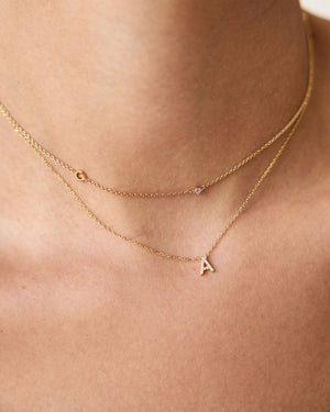 Pavé Initial Necklace | 9k Solid Gold