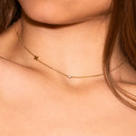 Neckline of woman with fine gold necklace