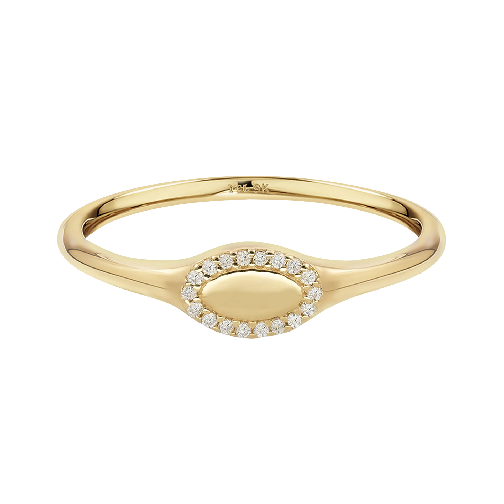 Pinky Initial Signet Ring in 9k Solid Gold | Engraved Gold Ring