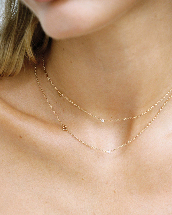 Petite Initial Necklace | 9k Solid Gold