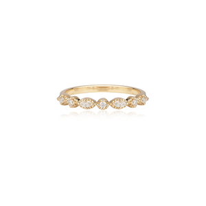 Marquise Round Moissanite Ring Band | 14k Solid Gold