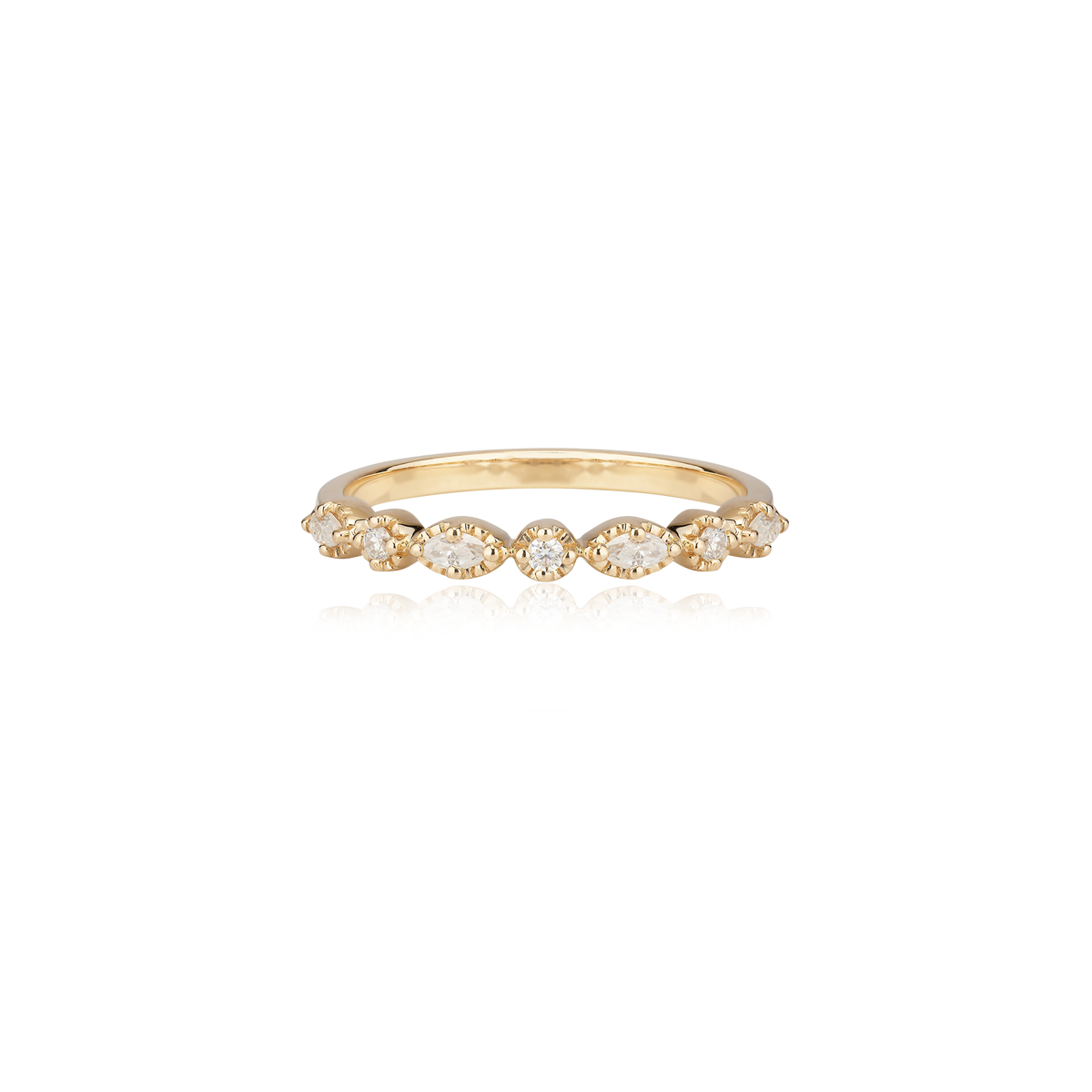 Marquise Round Moissanite Ring Band | 14k Solid Gold