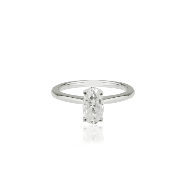 Petite Oval Moissanite Ring | 14k Solid Gold