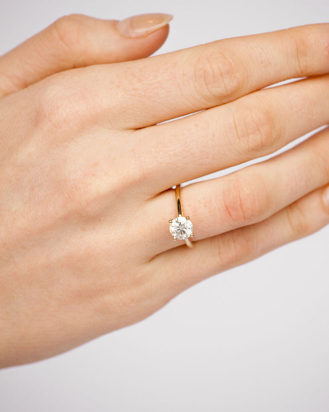 Round Moissanite Ring | 14k Solid Gold